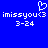 Blue background with white pixelated text and symbols: 'imissyou<3' above '3-24', repeated twice, with a heart symbol at the top center.