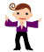 Animated cartoon character in purple shirt and black pants performing various dance poses across 16 frames on gray background