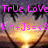 Pixelated image with pink text 'TrUe LoVe' and 'Km+Js=13' over a gradient background featuring a glowing yellow-orange shape.
