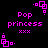 Pixelated pink text and geometric shapes on a black background, with 'Pop princess' repeated multiple times.