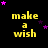 Yellow text 'make a wish' on black background with pink and purple stars, arranged in a with animated star movement
