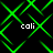 Green neon pattern with four instances of the text 'cali' on a black background, animated as shifting lines