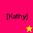 Four display the name [Kathy] with a star symbol on a pink and yellow background, transitioning from a yellow star to a pink star