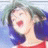 A split-frame contact sheet showing a pixelated anime-style character on the left and text elements on the right, with visible animation frame differences in hair color and mouth position.