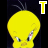 Animated contact sheet of a yellow cartoon bird character with changing text above its head across 25 sampled frames on black background.