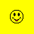 A static pixel art buddy icon featuring a yellow smiley face and bold black text on a bright yellow background.