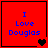 Red square icon with blue text "I Love Douglas" and changing heart symbols in bottom-right corner.