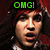 A pixelated image of a person with red and dark hair, showing three views: top-left text 'OMG!', top-right text 'Your Face!', bottom-left neutral expression.