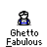 Animated contact sheet of a pixel art buddy icon showing sequential frames with text bubbles and necklace changes.