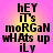 Pixelated text on a pink and yellow gradient background with two identical static frames showing 'hEY iTs moRGaN wHAts up iLy' in mixed case.