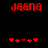 Red pixelated text 'J8ana' appears above a of red and dark red heart symbols on a black background