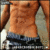 A shirtless male torso in blue jeans, viewed from the waist up with arms at sides.