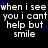 Black background with repeated white text 'when i see you i cant help but smile' and small blue stars, static image.