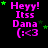 identical text-based icons with pink 'Heyy! Itss Dana (:<3' text, green stars on black background, and a gray square in bottom-right corner