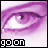 nine showing a single eye with purple tint, each containing distinct pixelated text fragments