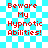 Red pixelated text on a cyan and white checkered background reads 'Beware My Hypnotic Abilities!' in four identical arranged in a