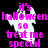 Pixelated ghost icon with pink text reading 'it's halloween so treat me special' on black background, showing two color variations.