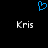Blue pixelated heart symbol above two identical white 'Kris' text labels on black background.