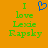 Green pixelated text on orange background reads 'I love Lexie Rapsky' with a blue heart symbol above the word 'love'.