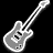 Static pixel art of a gray electric guitar on black background with green text reading Original Icons .com on right side.