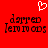Red background with white pixelated heart above two identical black text blocks reading 'darred lemonads' in a stylized font.