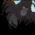 A pixelated dark figure with indistinct features against a black background, showing faint light patches and a small orange dot.