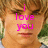 Pixelated image of a person with light brown hair and green foliage background, overlaid with bright pink text reading "i love you" in lowercase letters.