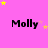Pink background with repeated 'Molly' text and yellow/pink star animations across a