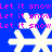 Blue background with repeated pink text and white snowflakes in a pattern