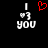 Pixelated 'I [heart] you' text with red heart symbol above white text on black background, two identical static frames side-by-side.