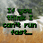 Animated sequence of green pixelated text over a horseback riding scene with blurred background.