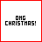 Animated contact sheet of a 5x5 grid showing sequential frames of an 'OMG CHRISTMAS!' icon with changing text colors, symbols, and small tree props across sampled animation frames.