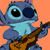 Blue cartoon character with large eyes plays brown string instrument against orange background, text 'Lilo & Stitch' and '©Disney' visible.