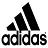 Black and white pixelated image showing Adidas logo on left with three stripes above lowercase text, soccer ball pattern on right.