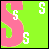 Animated sequence of green and pink pixelated text forming 'Shannon' with scattered letters, hearts, and a gray