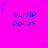 A static image with a bright pink background featuring repeated blue text "olivia Rocks" and small purple star motifs.