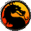 Circular icon with metallic silver border showing a stylized black wolf head against orange-yellow gradient background, viewed from multiple angles in sequence.
