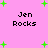 Pink background with green plus signs and repeated black text 'Jen Rocks' in four quadrants.