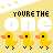 Yellow ducklings in pixel art style walk left to right beneath text reading "YOU'RE THE ONE" on a light yellow background with white heart shapes.