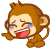 Pixelated monkey with brown fur, blue eyes, and pink mouth in multiple poses showing crying or laughing expressions.