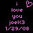 Pixelated pink text and heart symbol on black background, with date stamp below.