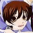 Pixelated anime-style icon of a character with brown hair and bangs, wearing a white collared shirt with a dark tie, against a blue and white background.