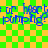 Blue text reading 'or heart pumping? pumping?' on a green and yellow checkered background with pixelated edges.