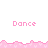 Pixelated pink text reading 'Dance' appears in multiple positions above and below a pink wavy border on a white background.