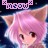 Pixelated icon of a pink-haired character with large ears and dark eyes, featuring 'meow' text in purple pixel art above.