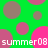 Green background with overlapping pink and brown circles, white text 'summer08' repeated horizontally across the image.