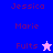 Pixelated of names with two star icons, split into blue and purple sections on a pink background