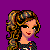 A 4x4 contact sheet of pixel art icons featuring a cartoon woman with curly hair, a punk-styled character in jeans and wristbands, a blue dress silhouette, and repeated "Punk Princess" text with yellow crowns on purple background.