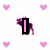 Pixelated icon with pink hearts on white background, featuring 'I' and 'LUV' text elements in brown and black outlines.