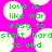 Pixelated green text on bright pink background with white circular shapes, displaying the phrase "love is like war easy to start, hard to end" in a repeating pattern.
